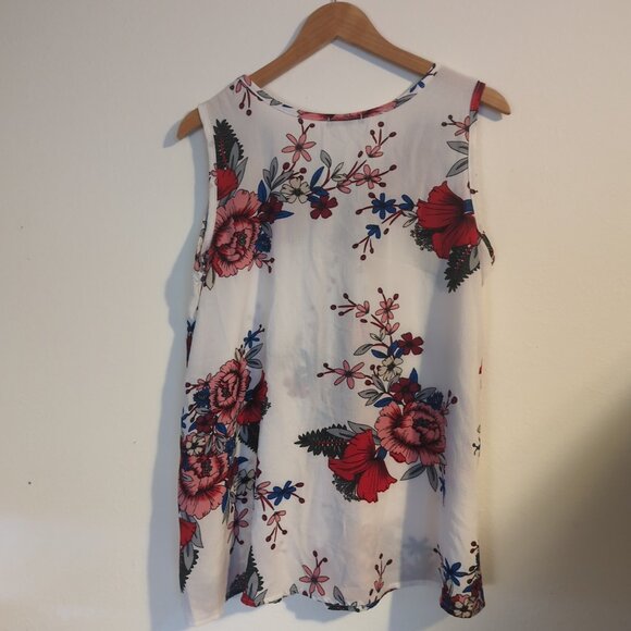 Zeagoo Sleeveless Floral Chiffon Top Size XL - Loose Fit - Picture 4 of 7